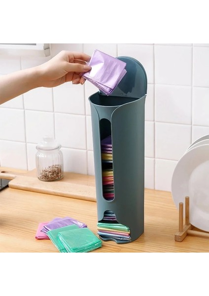 Uzun Gri Kutu Stili Duvara Monte Çöp Torbası Kutusu Çöp Torbası Saklama Kutusu Plastik Torba Konteyner Çöp Torbaları Tutucu Raf Çeşitli Eşyalar Organizatör Ev Gereçleri (Yurt Dışından)