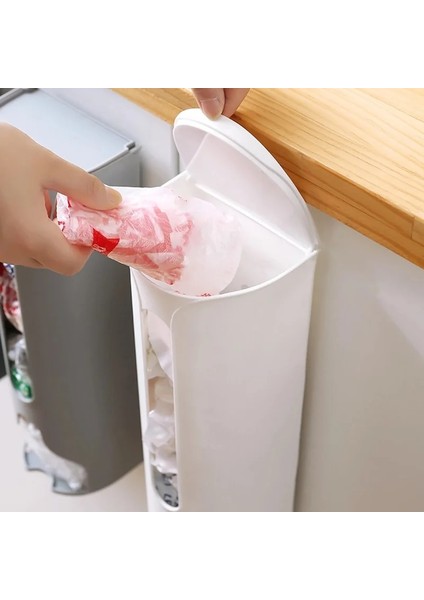 Uzun Gri Kutu Stili Duvara Monte Çöp Torbası Kutusu Çöp Torbası Saklama Kutusu Plastik Torba Konteyner Çöp Torbaları Tutucu Raf Çeşitli Eşyalar Organizatör Ev Gereçleri (Yurt Dışından)