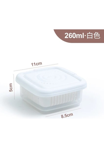 Beyaz 260ML Tarzı Mini Buzdolabı Organizatör Mutfak Buzdolabı Saklama Kutusu Drenaj Mühürlü Zencefil Konteyner Sebzelik Enkaz Buzdolabı Saklama Kutuları Tepsisi (Yurt Dışından)