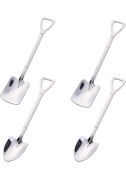 4 Adet-Gümüş Tarzı Ovel Kaşık Paslanmaz Çelik Kahve Kaşığı Kahve Için Yaratıcı Çay Kaşığı Dondurma Kaşığı Sofra Çatal Bıçak Takımları (Yurt Dışından)