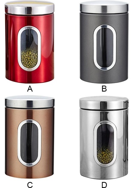 Açık Yeşil Tarzı Mutfak Teneke Kutu Paslanmaz Çelik Tahıl Saklama Kabı Görünür Çay Kahve Kapaklı Kavanoz, Kırmızı (Yurt Dışından) modelleri