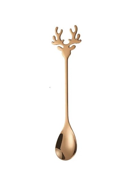 Gül Kırmızı Stili Paslanmaz Çelik Kahve Kaşığı Noel Elk Geyik Kafası Sofra Çay Kahve Dondurma Tatlı Şeker Karıştırma Komik Aksesuarlar (Yurt Dışından)