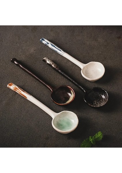 G Tarzı Seramik Çorba Kaşığı Japon Sofra Yemek Kaşığı Yaratıcı Uzun Saplı Kaşık Mutfak Pişirme Gereçleri Aracı Çay Kaşığı Mutfak Için (Yurt Dışından)