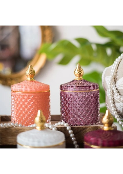 Koyu Pembe Tarzı Fransız Sanat Lüks Renkli Cam Saklama Kavanoz Aromaterapi Kapaklı Şişe Minimalist Ev Çubukla Pamuk Mücevher Saklama Kutusu (Yurt Dışından) modelleri