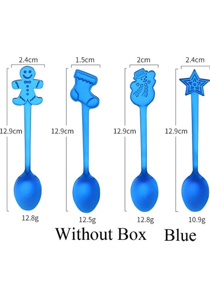 Mavi Stil Paslanmaz Çelik Kaşık Seti Noel Kahve Kaşığı Dondurma Çorbası Şeker Tatlı Çay Kaşığı Karıştırma Karıştırıcı Mutfak Sofra Takımı (Yurt Dışından)