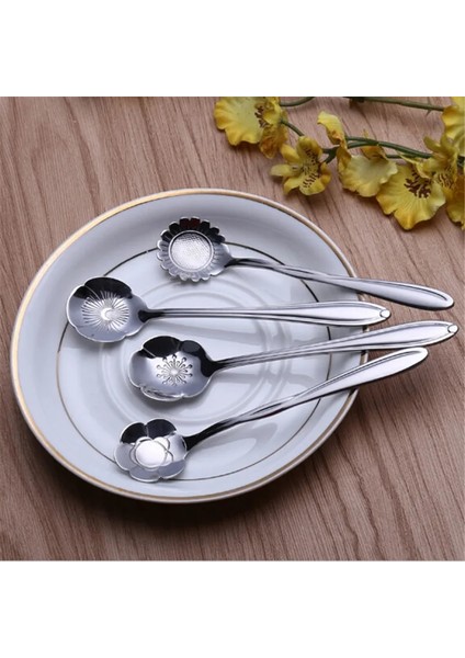 Siyah Stil Et Kiraz Çiçekleri Paslanmaz Çelik Çay Kahve Kaşığı Çay Kaşığı Dondurma Şeker Sofra Takımı Altın Mutfak Sofra Takımı (Yurt Dışından) fırsatları
