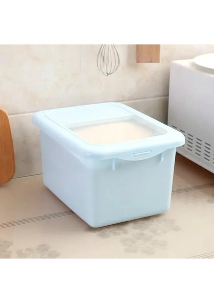 Mavi Stil 10KG Iskandinav Plastik Tahıl Dağıtıcı Saklama Kutusu Mutfak Gıda Pirinç Tahıl Konteyner Organizatör Tahıl Saklama Kutuları Konteyner Kavanozları (Yurt Dışından)