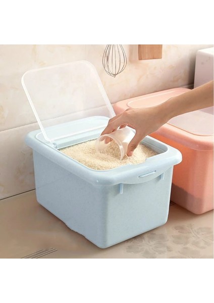 Mavi Stil 10KG Iskandinav Plastik Tahıl Dağıtıcı Saklama Kutusu Mutfak Gıda Pirinç Tahıl Konteyner Organizatör Tahıl Saklama Kutuları Konteyner Kavanozları (Yurt Dışından)