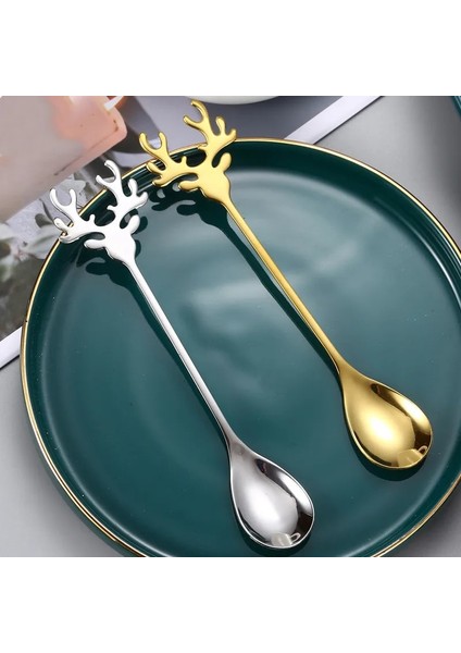 Çok Renkli Stil Yaratıcı Kaşık Boynuzları Şekil Paslanmaz Çelik Kahve Kaşığı Tatlı Kaşığı Buz Noel Boynuzları Çay Minik Karıştırma Kaşıkları (Yurt Dışından) fiyatları