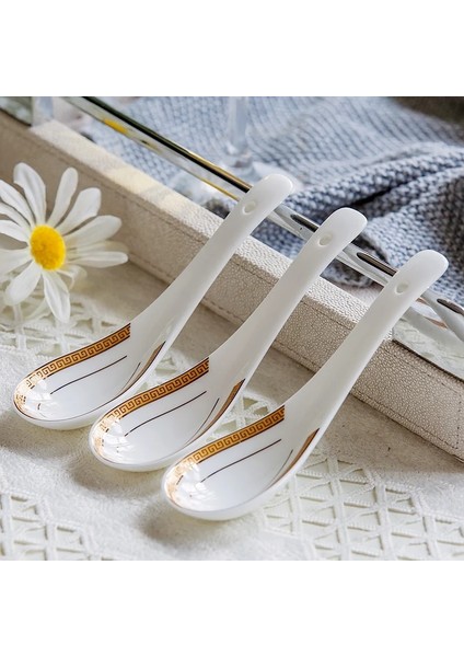 6'lı Set, Bone China, Yaratıcı Tasarım Pirinç Kepçe Kaşık Seti, Kore Dondurma Kepçesi, Japon Çorba Kaşığı, Sevimli Kaşıklar (Yurt Dışından)