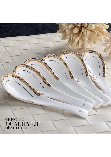 6'lı Set, Bone China, Yaratıcı Tasarım Pirinç Kepçe Kaşık Seti, Kore Dondurma Kepçesi, Japon Çorba Kaşığı, Sevimli Kaşıklar (Yurt Dışından) modelleri
