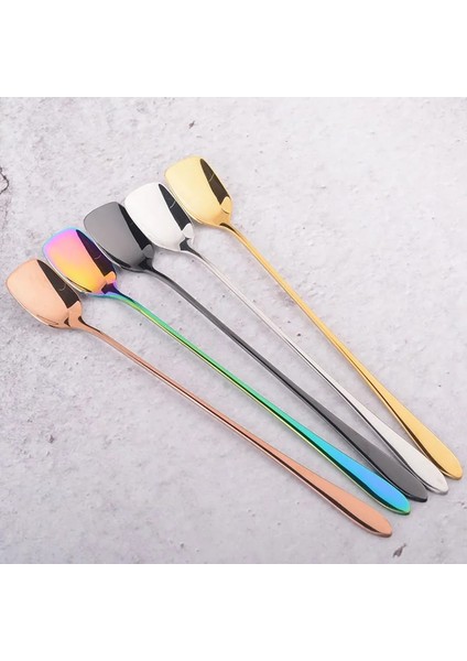 Gümüş Tarzı 1 Parça 2 Adet Uzun Kaşık Kahve Paslanmaz Çelik Renkli Karıştırma Süt Çay Kaşığı Tatlı Dondurma Kaşığı Çatal Bıçak Takımı Mutfak Bar Araçları (Yurt Dışından) fiyatları