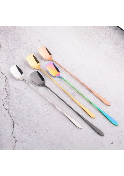 Gümüş Tarzı 1 Parça 2 Adet Uzun Kaşık Kahve Paslanmaz Çelik Renkli Karıştırma Süt Çay Kaşığı Tatlı Dondurma Kaşığı Çatal Bıçak Takımı Mutfak Bar Araçları (Yurt Dışından) modelleri
