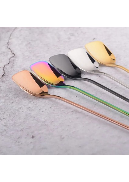 Gümüş Tarzı 1 Parça 2 Adet Uzun Kaşık Kahve Paslanmaz Çelik Renkli Karıştırma Süt Çay Kaşığı Tatlı Dondurma Kaşığı Çatal Bıçak Takımı Mutfak Bar Araçları (Yurt Dışından) fırsatları