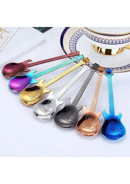 Çok Renkli Stil 1 Adet Gitar Kahve Kaşığı Seti Paslanmaz Çelik Tatlı Dondurma Kaşığı Çay Kaşığı Kahve Aksesuarları Sofra Takımı Içme Araçları (Yurt Dışından) modelleri