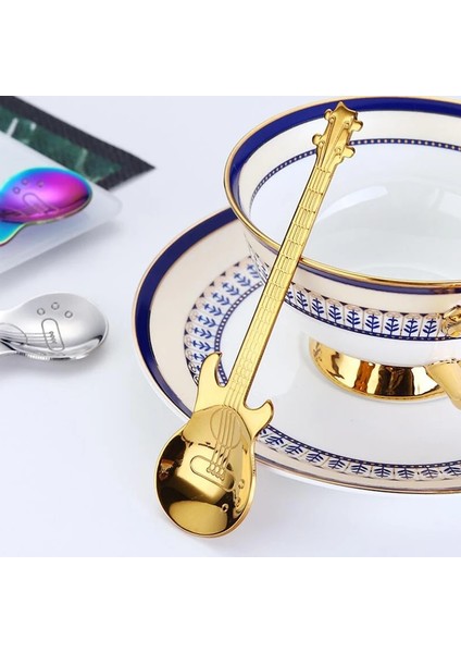 Çok Renkli Stil 1 Adet Gitar Kahve Kaşığı Seti Paslanmaz Çelik Tatlı Dondurma Kaşığı Çay Kaşığı Kahve Aksesuarları Sofra Takımı Içme Araçları (Yurt Dışından) fırsatları