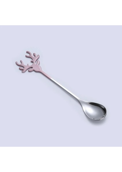 Pembe Gümüş Tarzı Geyik Kafası Şekli Paslanmaz Çelik Karıştırma Kaşığı Romantik Noel Elk Kahve Tatlı Kaşığı Nefis Sofra Hediye Kutusu Seti (Yurt Dışından)