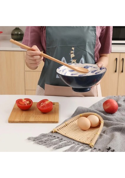 D Tipi Stili 1 Adet Tahta Kaşık Ahşap Çorba Kaşıkları Yemek Karıştırma Karıştırma Pişirme, Uzun Saplı Kaşık ile Japon Tarzı Mutfak Aletleri (Yurt Dışından)