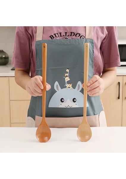 D Tipi Stili 1 Adet Tahta Kaşık Ahşap Çorba Kaşıkları Yemek Karıştırma Karıştırma Pişirme, Uzun Saplı Kaşık ile Japon Tarzı Mutfak Aletleri (Yurt Dışından)