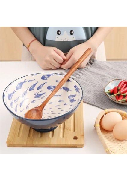D Tipi Stili 1 Adet Tahta Kaşık Ahşap Çorba Kaşıkları Yemek Karıştırma Karıştırma Pişirme, Uzun Saplı Kaşık ile Japon Tarzı Mutfak Aletleri (Yurt Dışından)