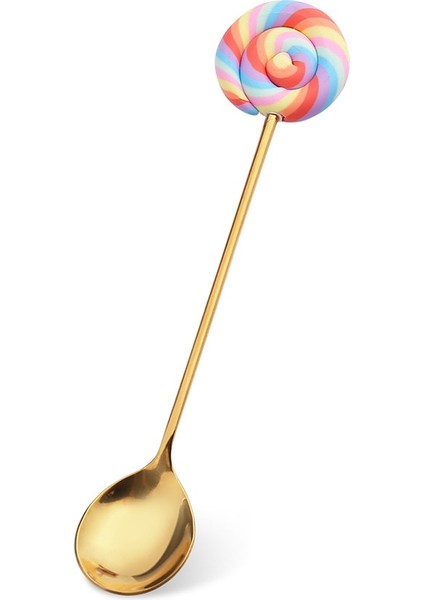 Lolipop-Kaşık Tarzı Paslanmaz Çelik Kaşık, Çörek, Kahve, Tatlı Kaşığı ve Çatal, Yaratıcı Macaron Kaşık, Sofra Takımı, Düğün Hediyesi Ay (Yurt Dışından)