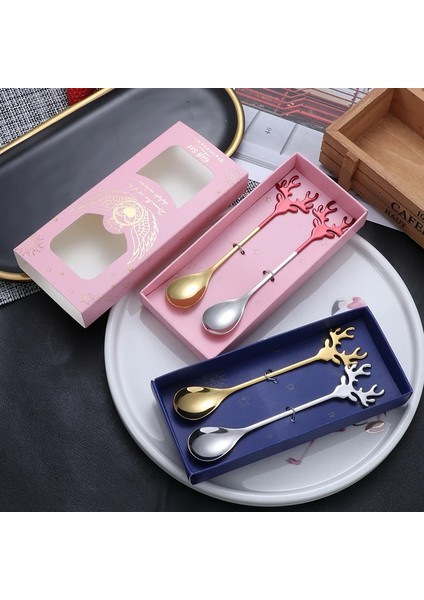 Koyu Yeşil Altın Tarzı Geyik Kafası Şekli Paslanmaz Çelik Karıştırma Kaşığı Romantik Noel Elk Kahve Tatlı Kaşığı Nefis Sofra Hediye Kutusu Seti (Yurt Dışından) modelleri