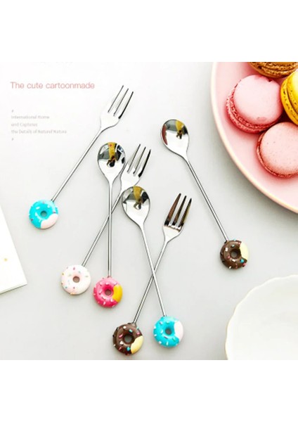 Mavi Çatal Stili 1 Adet Çörek Sevimli Paslanmaz Çelik Çörek Tatlı Kaşığı Çatal Kahve Dondurma Şeker Mutfak Sofra Takımı Bebek Çocuk Yemek Takımı (Yurt Dışından) fırsatları