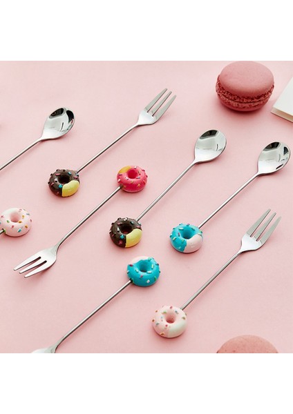 Mavi Çatal Stili 1 Adet Çörek Sevimli Paslanmaz Çelik Çörek Tatlı Kaşığı Çatal Kahve Dondurma Şeker Mutfak Sofra Takımı Bebek Çocuk Yemek Takımı (Yurt Dışından) indirimleri
