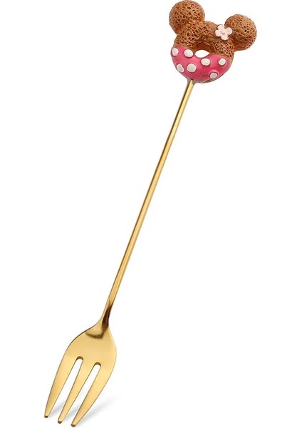 Karton Çatal-Pembe Tarzı Paslanmaz Çelik Donut Şeker Kaşığı Çatal Mutfak Sofra Süt Kahve Karıştırma Kaşık Tatlı Kek Araçları Çatal Kaşık Seti (Yurt Dışından)