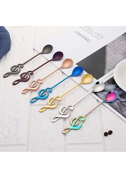 No.1 Tarzı 1 Bilgisayar 7 Renk Çay Kahve Kaşığı Kaşık Uzun Saplı Tatlı Paslanmaz Çelik Eski Çay Kaşığı Içecek Sofra Çiçek Tasarım Gadget'ı (Yurt Dışından) modelleri