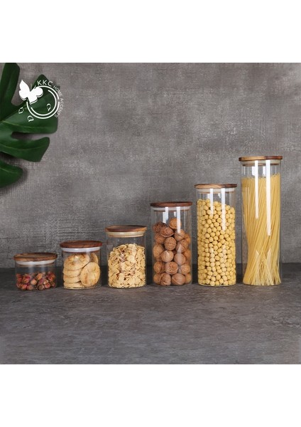 350ML Stili Ahşap Kapaklı Depolama Tankı Gıda Kabı Cam Hava Geçirmez Teneke Kutu Mutfak Saklama Şişeleri Kavanoz Mühürlü Gıda Konteyner Çay Kahve Çekirdekleri (Yurt Dışından) fiyatları