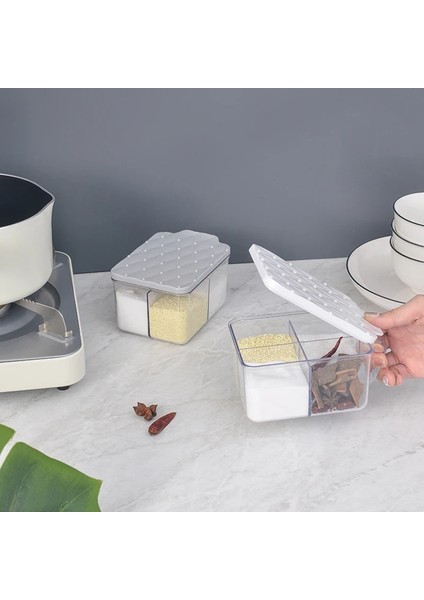 Çoklu Kafes-Gri Tarzı Ev Baharat Kavanoz Saklama Kutusu Mutfak Organizasyonu Plastik Konteyner Tuzluk Depolama Organizatör Mutfak Aksesuarları (Yurt Dışından) fırsatları