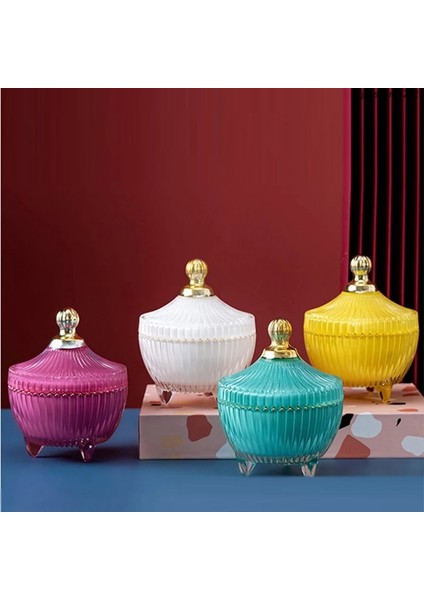 B Tarzı Fransız Vitray Saklama Kavanozu Uzun Boylu Mum Pamuklu Çubukla Kapaklı Kutu Tezgah Şeker Gıda Takı Saklama Kavanozu Ev Dekorasyon (Yurt Dışından) fiyatları