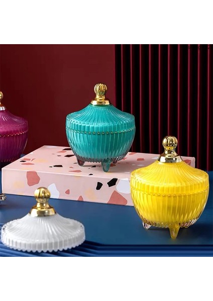 B Tarzı Fransız Vitray Saklama Kavanozu Uzun Boylu Mum Pamuklu Çubukla Kapaklı Kutu Tezgah Şeker Gıda Takı Saklama Kavanozu Ev Dekorasyon (Yurt Dışından) modelleri