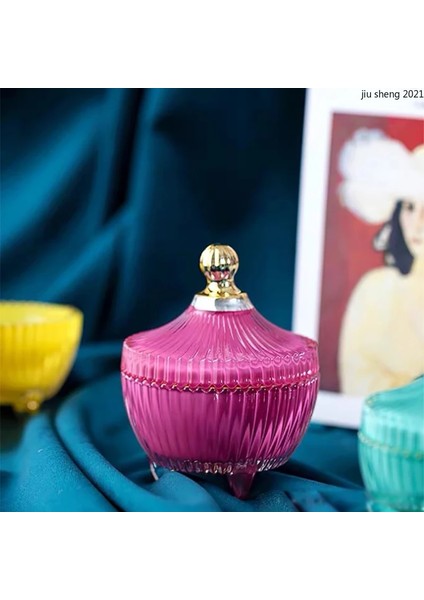 B Tarzı Fransız Vitray Saklama Kavanozu Uzun Boylu Mum Pamuklu Çubukla Kapaklı Kutu Tezgah Şeker Gıda Takı Saklama Kavanozu Ev Dekorasyon (Yurt Dışından) fırsatları