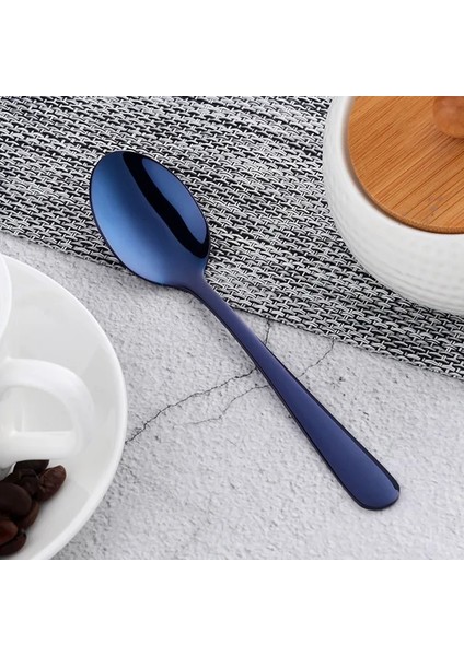 Mavi-1 Adet Tarzı 1 Adet Mini Çay Kaşığı Paslanmaz Çelik Çatal Seti Benzersiz Gökkuşağı Tatlı Kaşığı Altın Çay Kaşığı Küçük Kahve Kaşığı Kaşık (Yurt Dışından)
