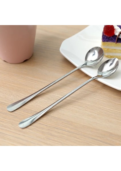 Keskin Kafa Stili 1 Bilgisayar Uzun Saplı Yuvarlak Paslanmaz Çelik Kahve Kaşığı Tatlı Kaşığı Pişirme Karıştırıcı Karıştırıcı Salata Çatal Sofra Mutfak Aksesuarları (Yurt Dışından) modelleri