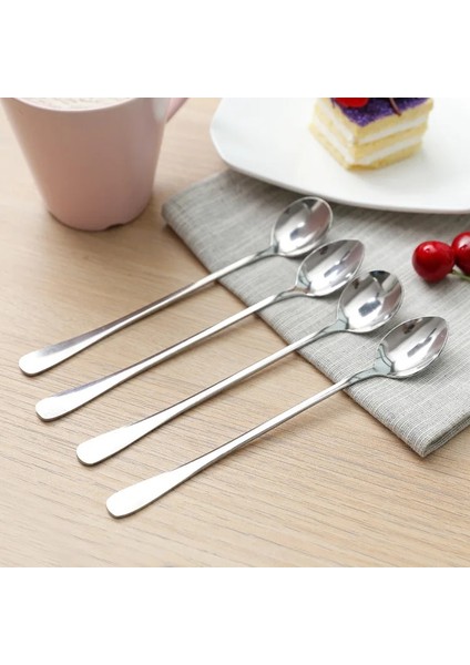 Yuvarlak Kafa Stili Sıcak Paslanmaz Çelik Uzun Saplı Kaşık Yaratıcı Kore Çay Kahve Dondurma Çay Kaşığı Sofra Takımı Mutfak, Yemek ve Bar Ev Bahçe (Yurt Dışından) modelleri
