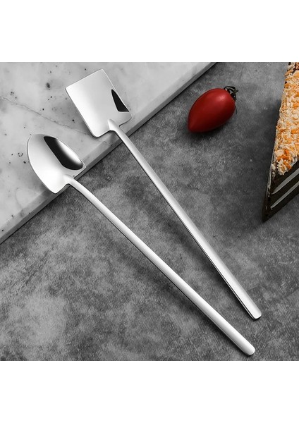 No.2 Tarzı Paslanmaz Çelik Maça Kürek Kaşık Yaratıcı Çay Kaşığı ile Uzun Saplı Dondurma Kahve Tatlı Kaşık Mutfak Sofra Takımları Için (Yurt Dışından)