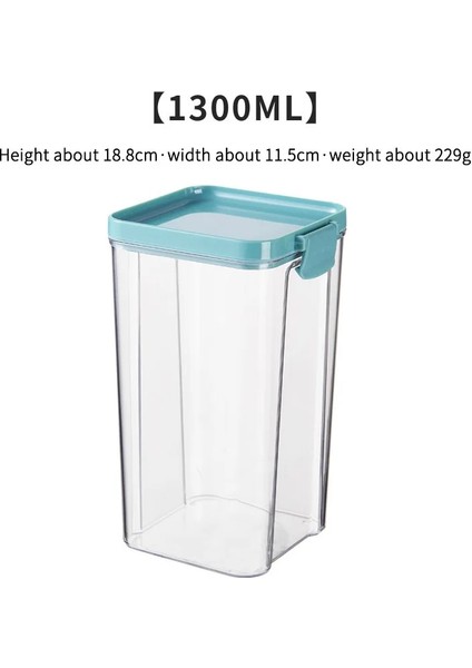 YEŞIL-1300ML Stili Istiflenebilir Hava Geçirmez Gıda Saklama Kabı Istiflenebilir Mutfak Mühürlü Kavanoz Tahıl Unu Şeker Kurutulmuş Meyve Şeffaf Depolama Tankı (Yurt Dışından)