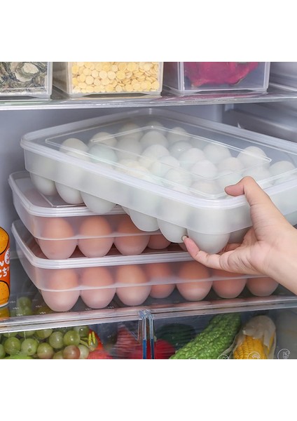 Stili Temizle 34 Izgara Plastik Yumurta Saklama Kutusu Taşınabilir Gıda Saklama Kabı Buzdolabı Yumurta Tepsisi Tutucu Kapaklı Konteyner Mutfak Gadget (Yurt Dışından)