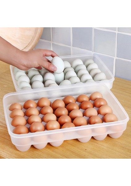 Stili Temizle 34 Izgara Plastik Yumurta Saklama Kutusu Taşınabilir Gıda Saklama Kabı Buzdolabı Yumurta Tepsisi Tutucu Kapaklı Konteyner Mutfak Gadget (Yurt Dışından)
