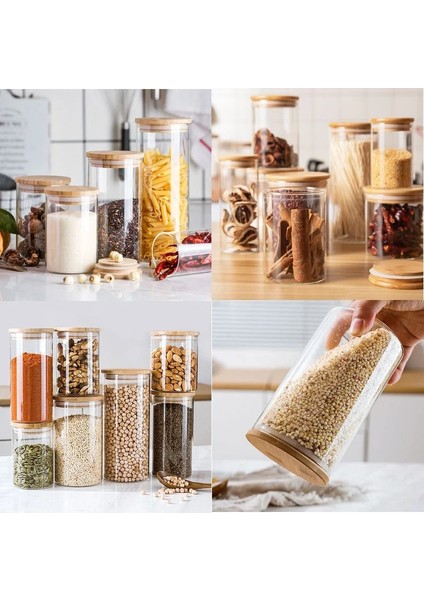 900ML-10CM Çaplı Stil Mutfak Gıda Depolama Tankı Mutfak Çeşitli Tahıl Düzenleyici Gıda Kavanoz Bambu Kapaklı Gıda Mühürlü Konteyner (Yurt Dışından) fiyatları