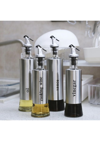 Etiket Stili Yok 300ML Mutfak Yağı Cam Şişe Depolama Kontrol Yağ Çıkışı Paslanmaz Çelik Sızdırmaz Baharat Pot Soya Sosu Sirke Kavanozları Şarap Kutuları (Yurt Dışından)