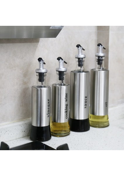 Etiket Stili Yok 300ML Mutfak Yağı Cam Şişe Depolama Kontrol Yağ Çıkışı Paslanmaz Çelik Sızdırmaz Baharat Pot Soya Sosu Sirke Kavanozları Şarap Kutuları (Yurt Dışından)