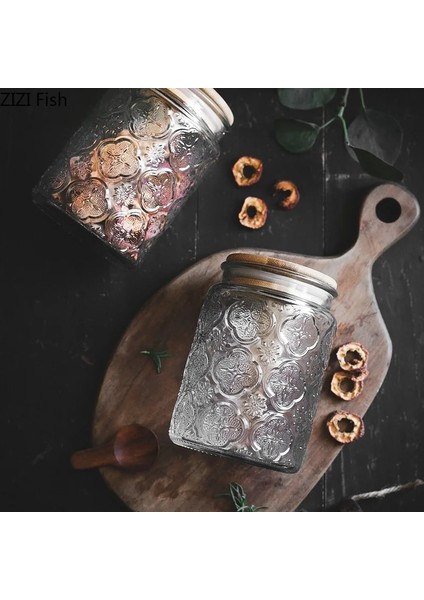 Bir Stil Ahşap Kapaklı Modern Oyma Çiçek Şeker Kristal Kavanoz Kabartma Cam Saklama Kavanoz Mühür Çay Caddy Tahıl Dağıtıcı Ev Dekorasyon (Yurt Dışından) fırsatları