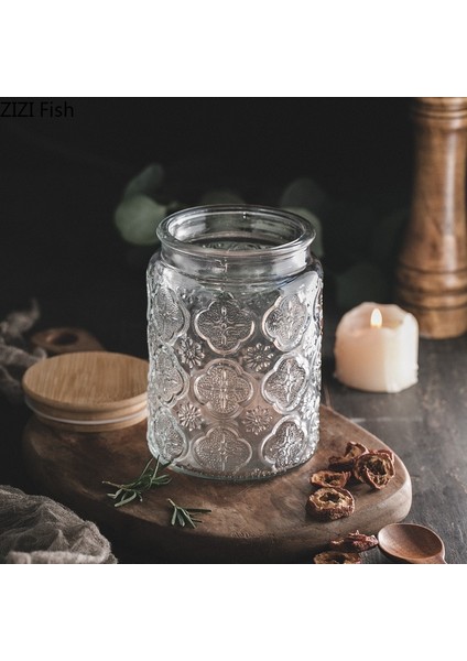 Bir Stil Ahşap Kapaklı Modern Oyma Çiçek Şeker Kristal Kavanoz Kabartma Cam Saklama Kavanoz Mühür Çay Caddy Tahıl Dağıtıcı Ev Dekorasyon (Yurt Dışından) indirimleri