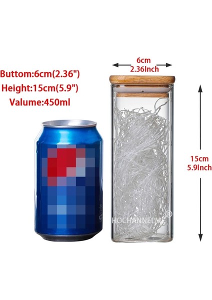 6X15CM 450ML Stili 1 Kavanoz Sızdırmazlık Mutfak Tahıl Çay Mason Depolama Tankı Bambu Kapaklı Cam Kavanozlar Baharat Çeşniler Organizatör Hava Geçirmez Konteyner (Yurt Dışından)
