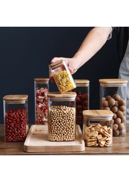 6X15CM 450ML Stili 1 Kavanoz Sızdırmazlık Mutfak Tahıl Çay Mason Depolama Tankı Bambu Kapaklı Cam Kavanozlar Baharat Çeşniler Organizatör Hava Geçirmez Konteyner (Yurt Dışından) modelleri
