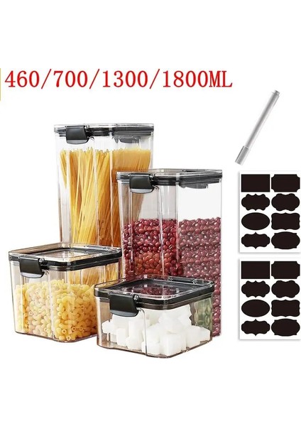 4 Adet Set Stili Mutfak Saklama Kutusu Hava Geçirmez Gıda Saklama Kabı Dolabı Buzdolabı Plastik Kare Gıda Aperatif Kuruyemiş Tahıl Için Mühürlü Can (Yurt Dışından)